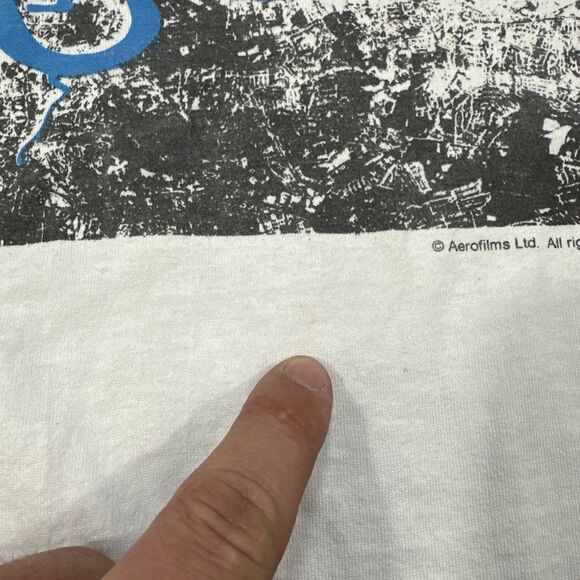 Vintage 90s Aerofilms London East End Map Overhead Shirt River Thames Size XL - Picture 5 of 8